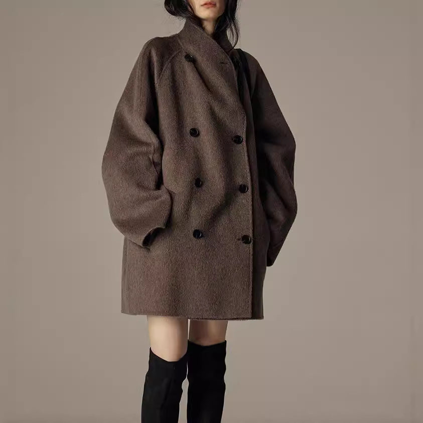 Women Stylish Oversized Wool Coat Mune Fashion