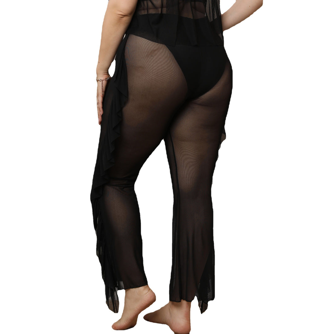 Women elegant and airy beach pants with ruffle details Mune Fashion