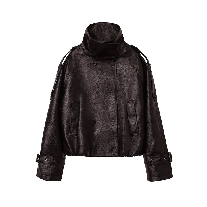 Ladies Fashionable Oversized Leather Jacket Mune Fashion