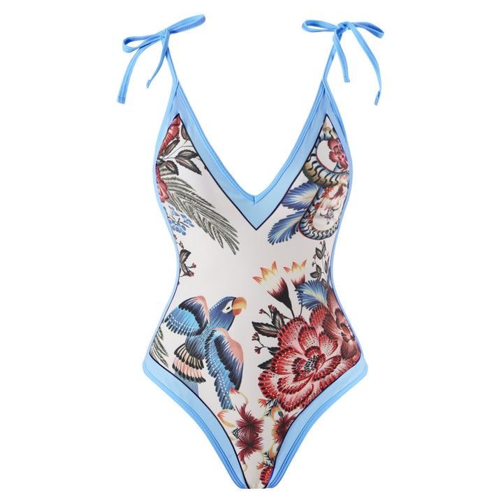 Women's One-Piece Swimsuit with Stylish Crane Design Mune Fashion
