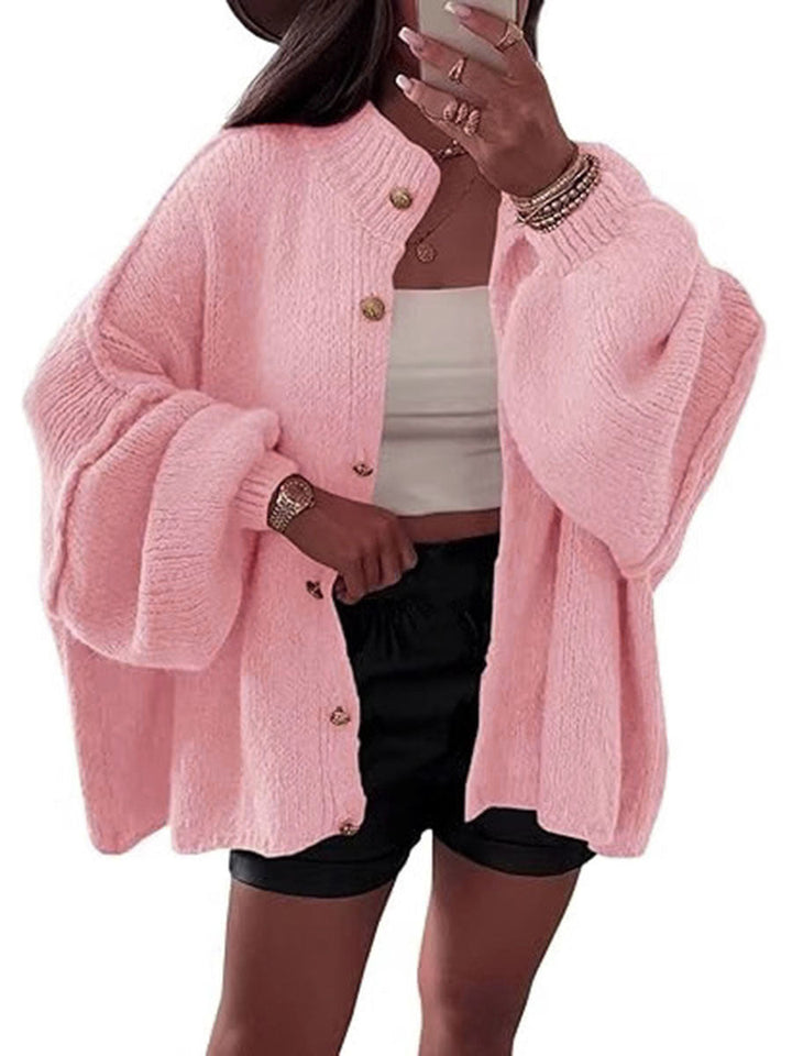Women's Fluffy Cardigan with Dropped Shoulders Mune