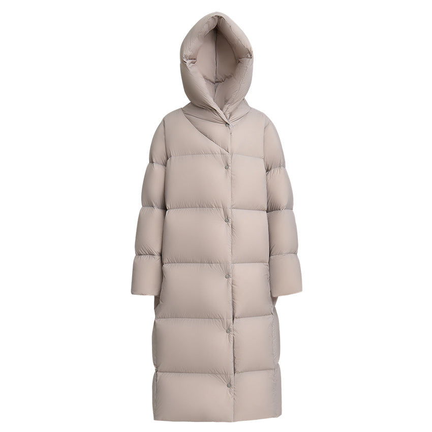 Women Long Quilted Down Parka with Hood and Thermal Insulation Mune Fashion