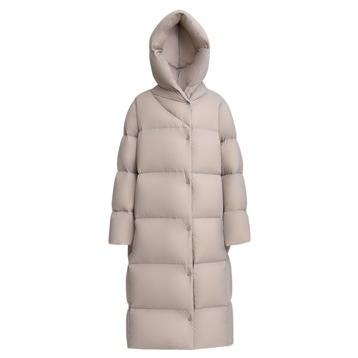Women Long Quilted Down Parka with Hood and Thermal Insulation Mune Fashion