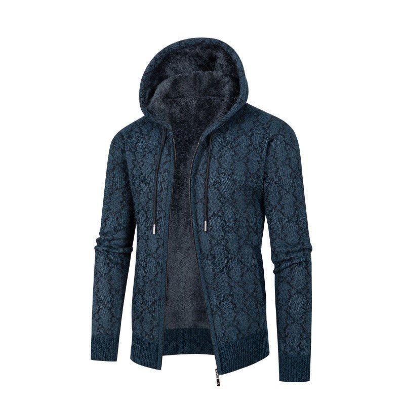 Men's Hoodie Sweater with Teddy Lining and Diamond Pattern Mune Fashion