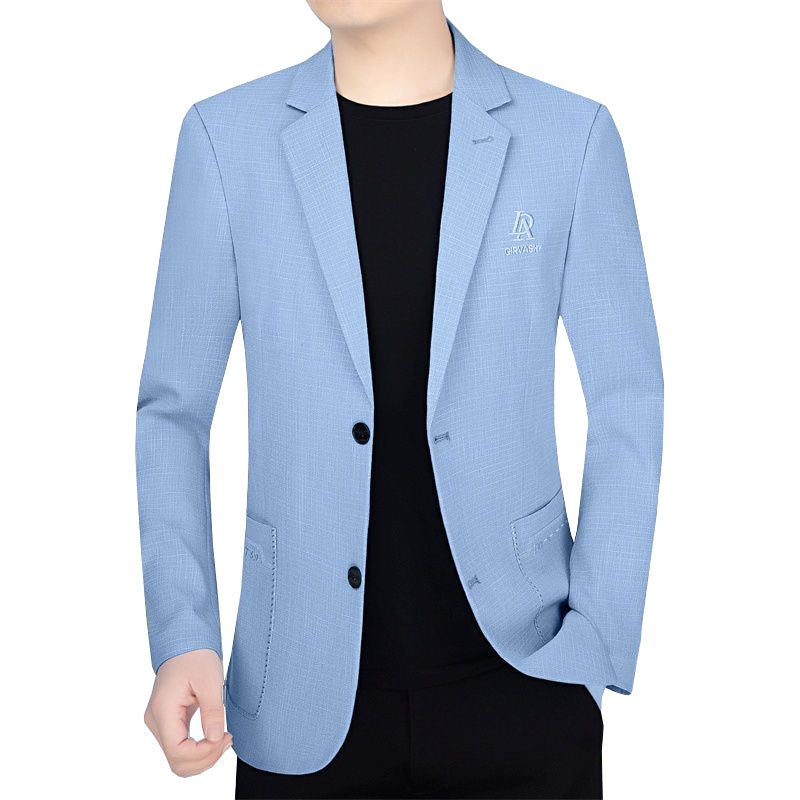 Men's slim fit single-breasted city blazer with textured wool blend Mune Fashion