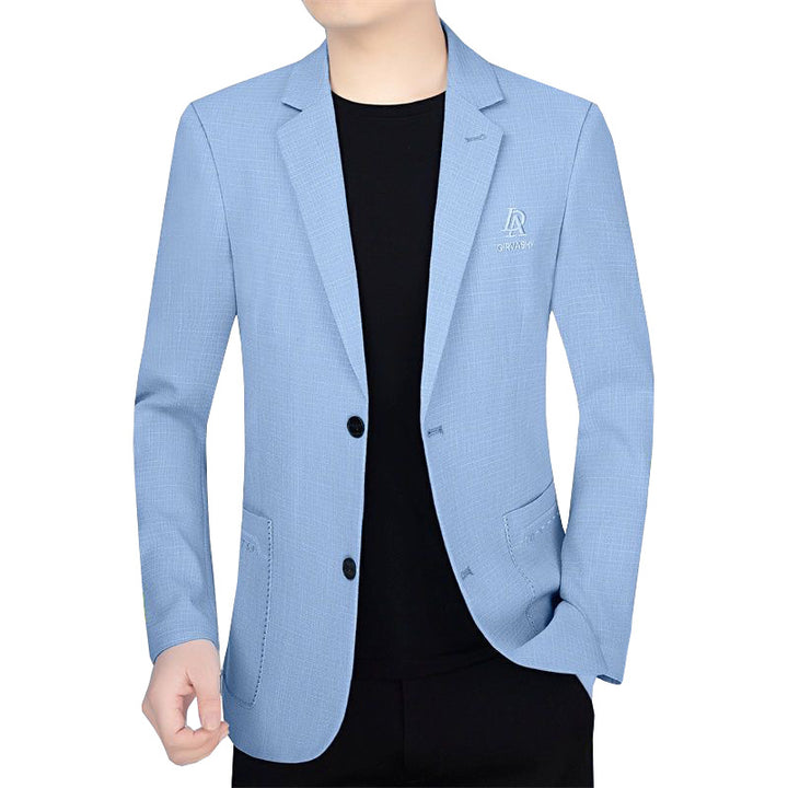 Men's slim fit single-breasted city blazer with textured wool blend Mune Fashion