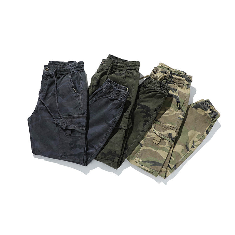 Men's Military-Style Cargo Jogger made of cotton blend with elastic drawstring waistband and modular flap pockets Mune Fashion