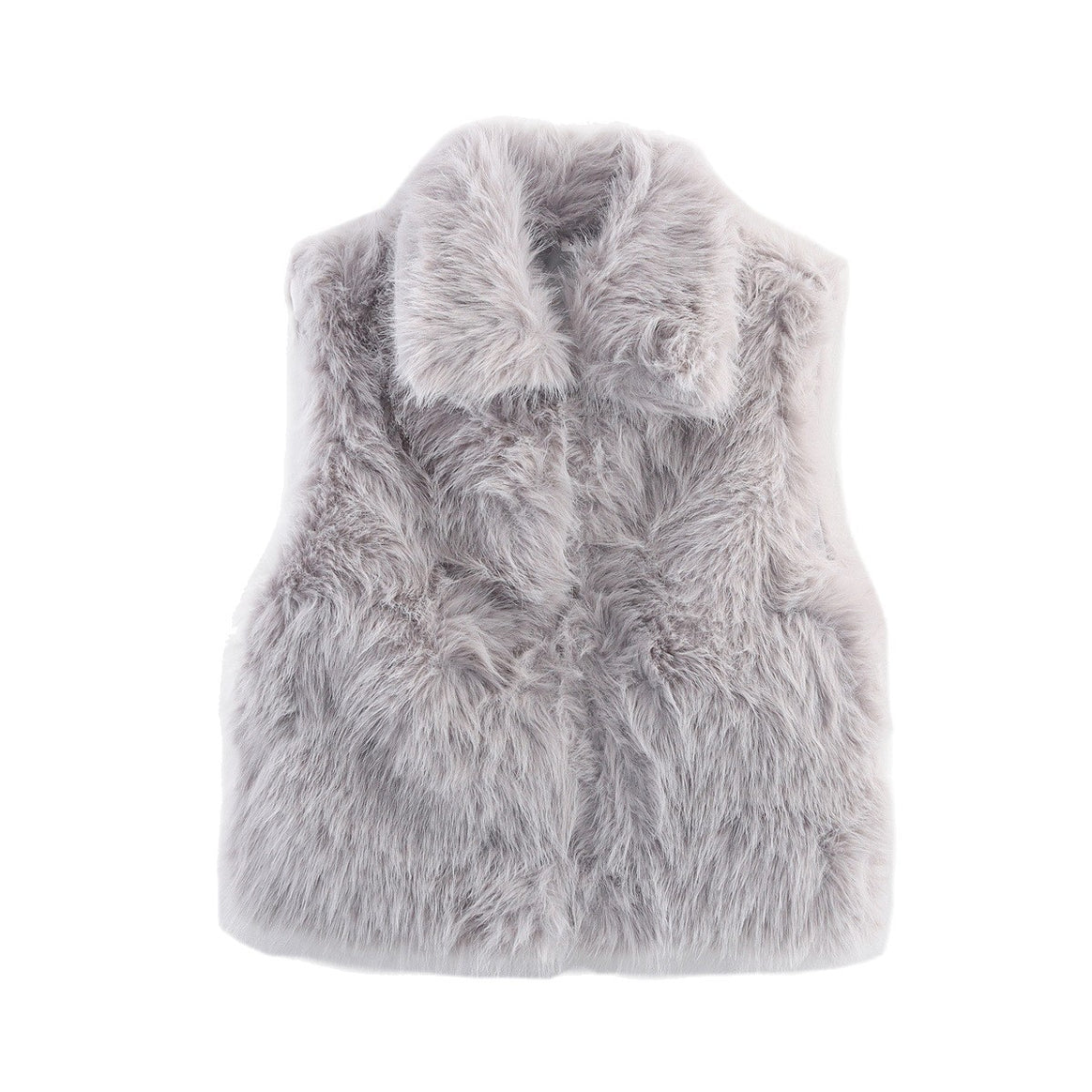 Women's Sleeveless Faux Fur Vest with Stand-Up Collar and Fluffy Texture Mune Fashion