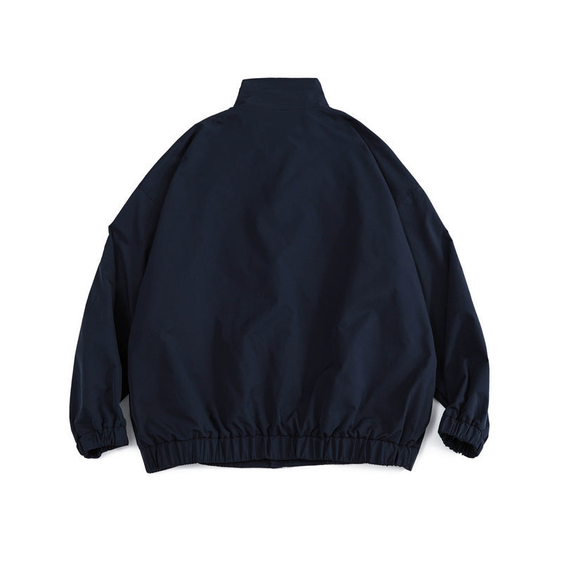 Men's loose-fitting lightweight windbreaker with high stand-up collar and elastic hem Mune Fashion