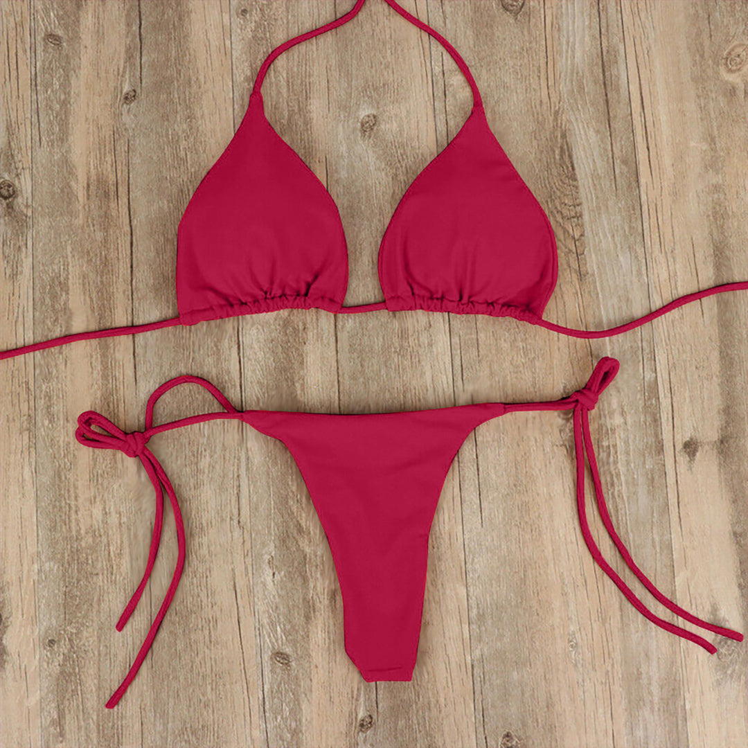 Women's triangle bikini with fine fabric and adjustable lacing details Mune Fashion