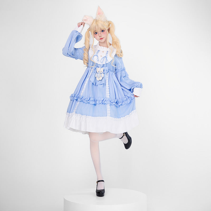 Women's Playful Costume Dress with Ruffles and Teddy Bear Motif Mune Fashion