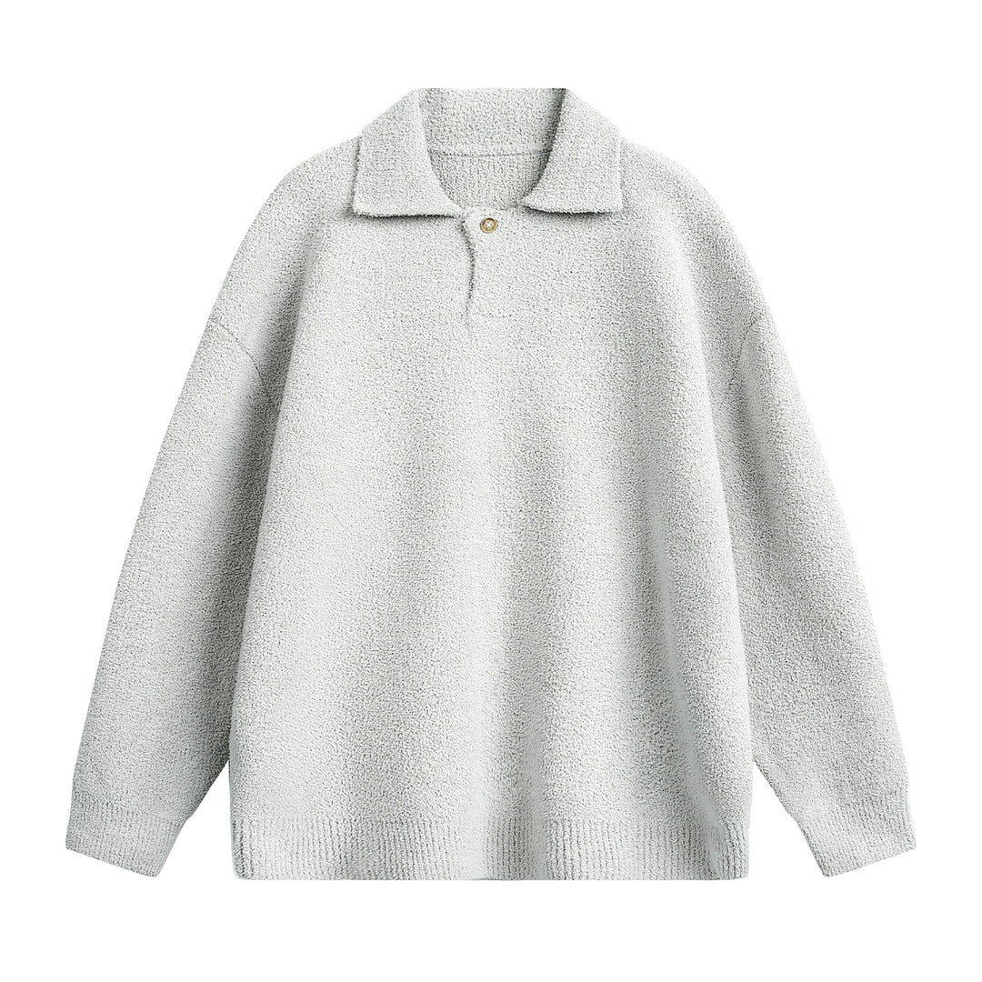 Unisex Fleece Polo Pullover with Button Collar and Teddy Structure Mune Fashion