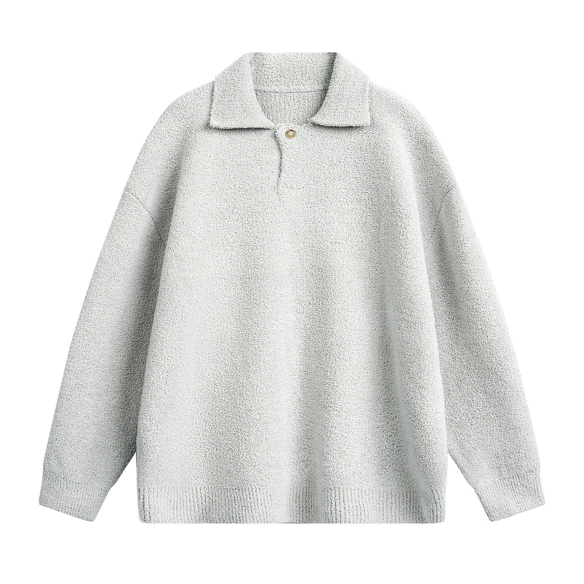 Unisex Fleece Polo Pullover with Button Collar and Teddy Structure Mune Fashion