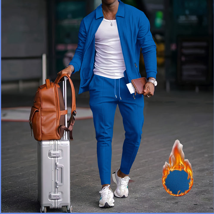 Men's two-piece travel loungewear set with structured jacket, zipper and tapered joggers Mune Fashion