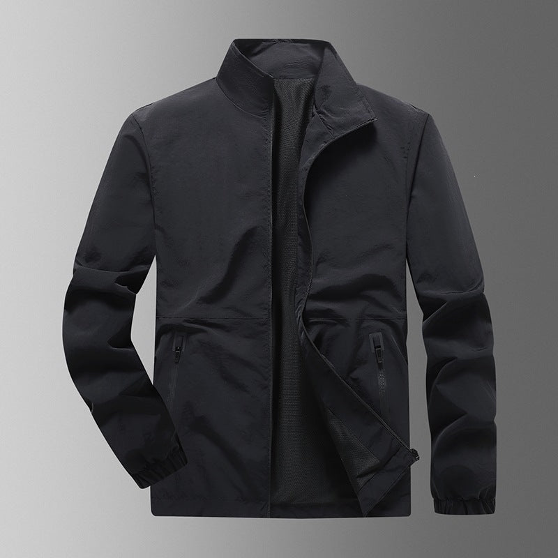 Men's Lightweight Wind Jacket with High Collar Mune Fashion