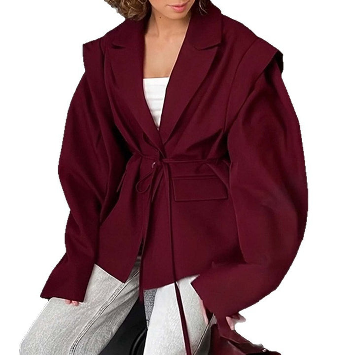 Ladies tailored blazer with tie belt and oversized sleeves Mune Fashion