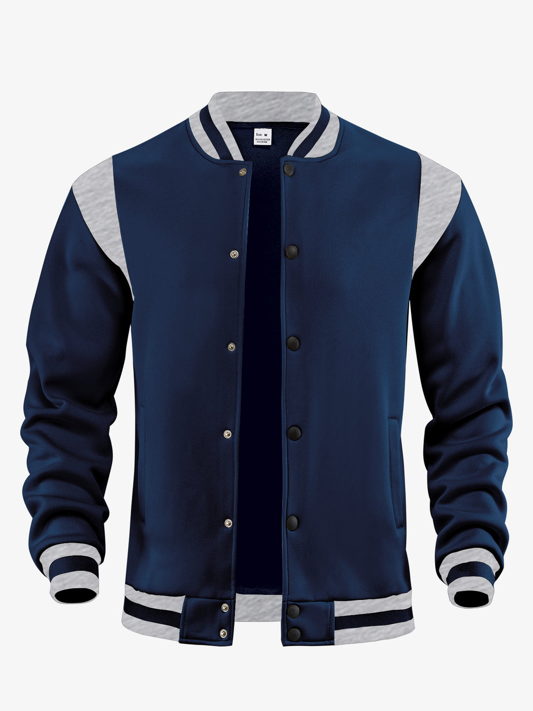 Men's light baseball jacket in sweat quality with snap button placket, ribbed collar and contrasting shoulder yoke Mune Fashion