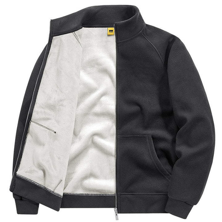 Men's Insulated Plush Lined Sweat Jacket with Stand-Up Collar and Concealed Inner Pockets Mune Fashion