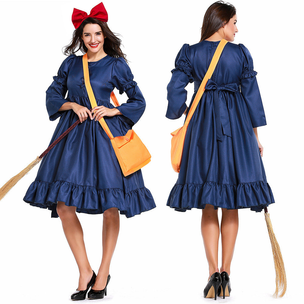 Girl Fairy Tale Witch Costume with Tulle Skirt and Ruffles Mune Fashion
