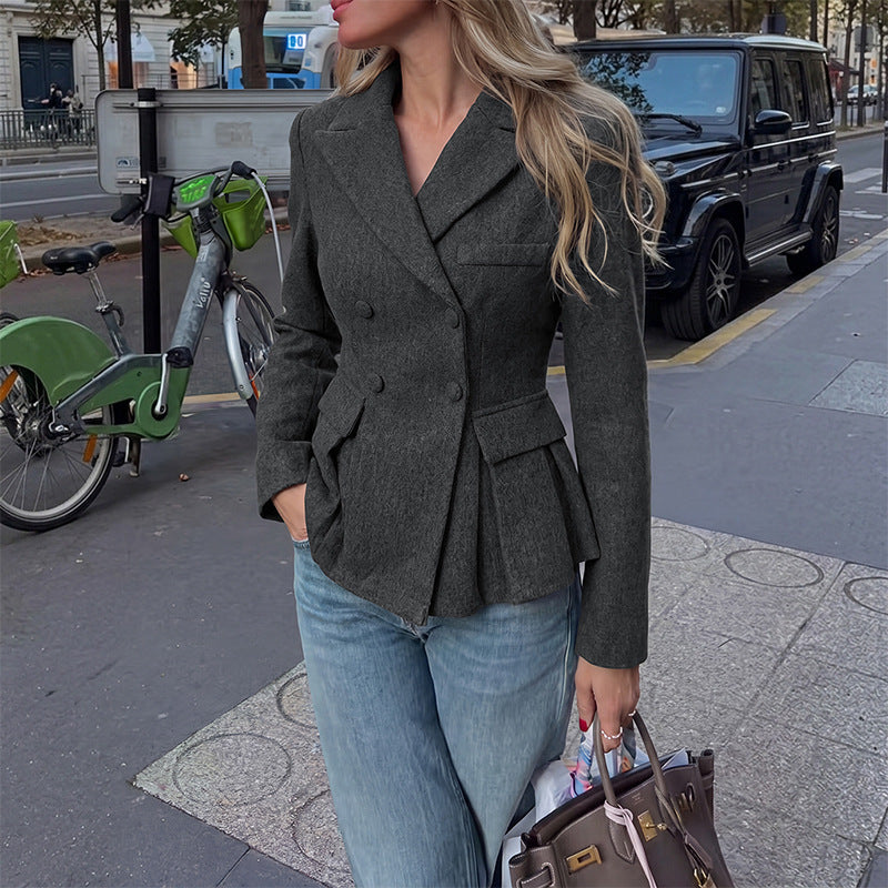 Women's Elegant Blazer with Ruffle Details Mune Fashion