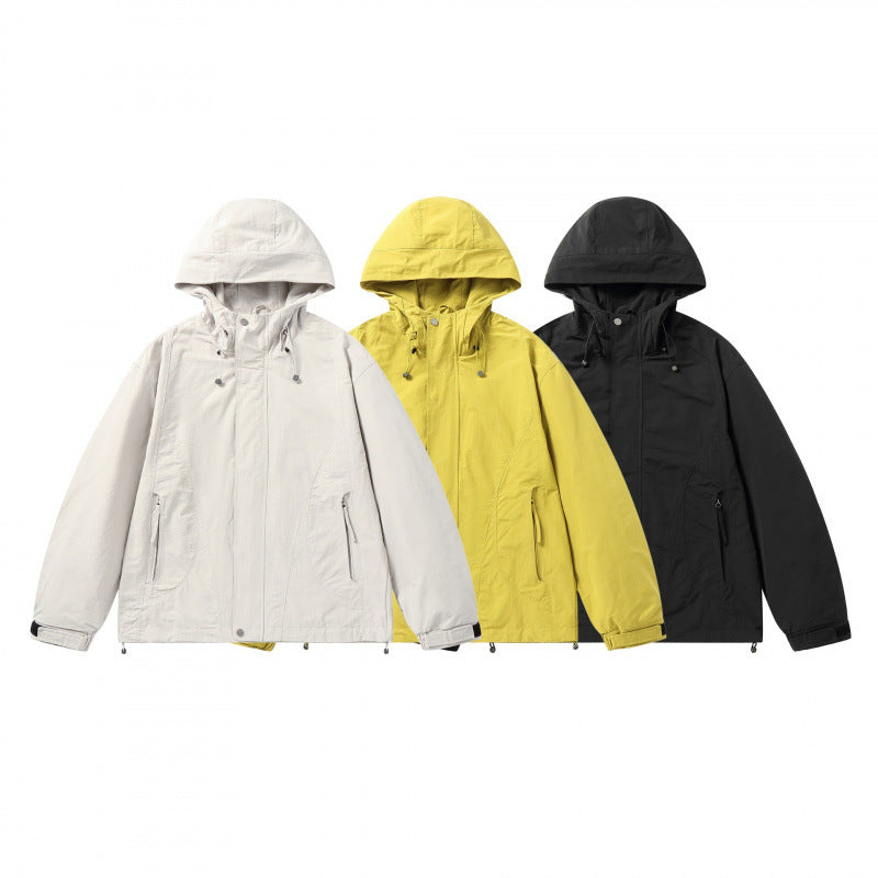 Unisex Short cut hoodie in technical outdoor style with drawstring, concealed front placket and adjustable cuffs Mune Fashion