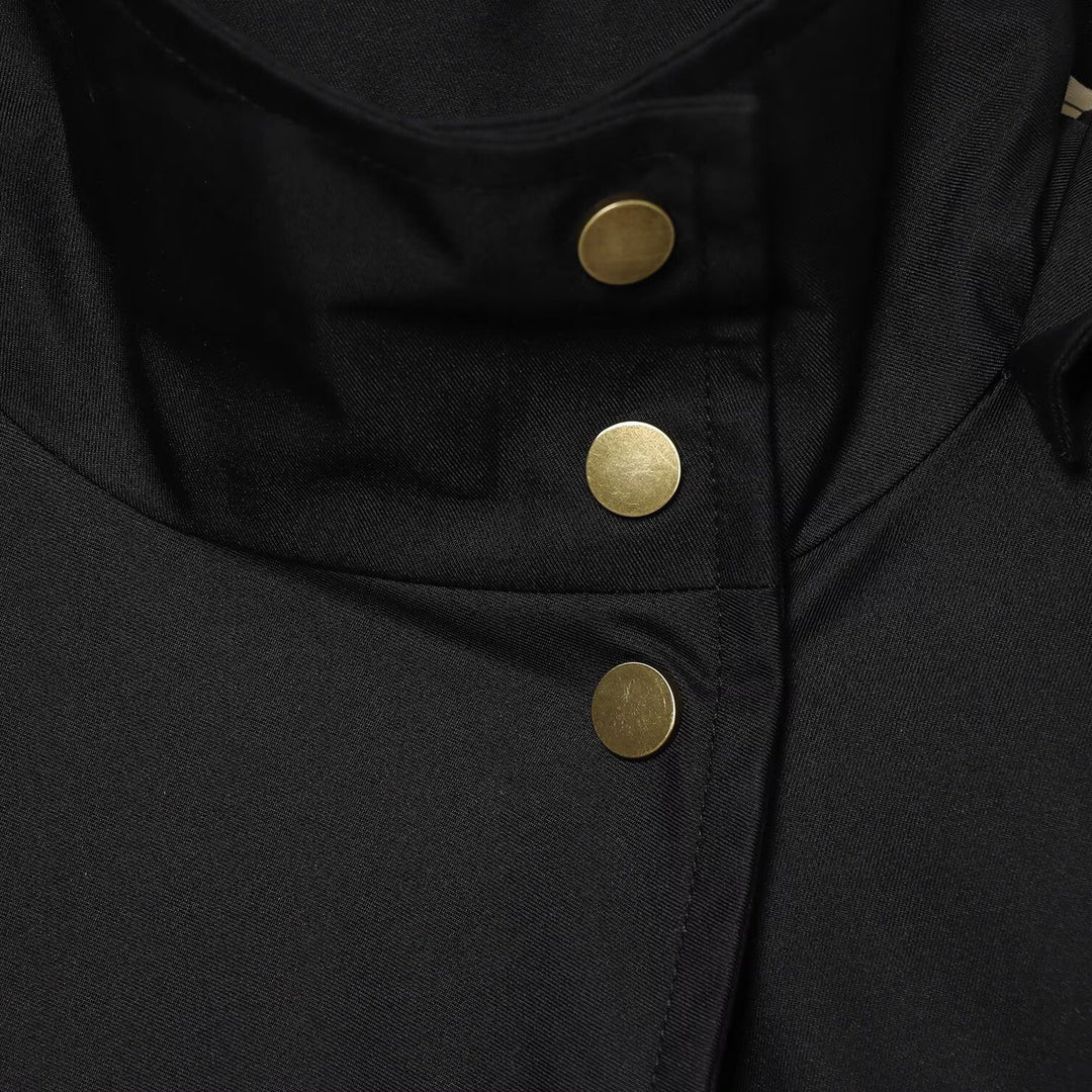 Ladies Short Water-Repellent Hooded Jacket with Snap Button Placket and Patch Pockets Mune Fashion