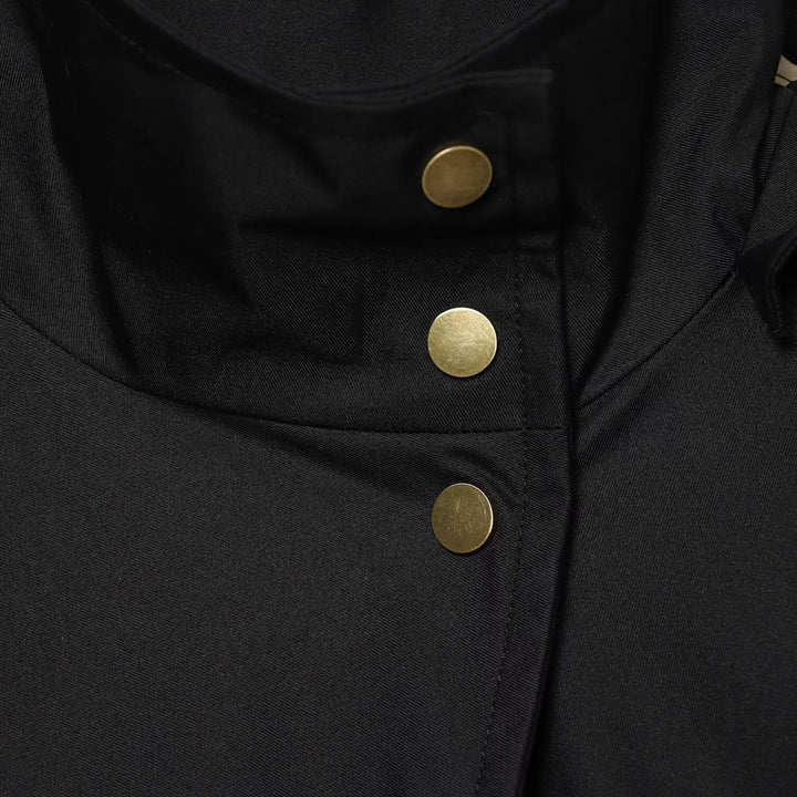 Ladies Short Water-Repellent Hooded Jacket with Snap Button Placket and Patch Pockets Mune Fashion