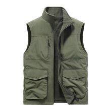 Men's Multifuntional Field Utility Vest with Multiple Pockets and Stand-Up Collar Mune Fashion