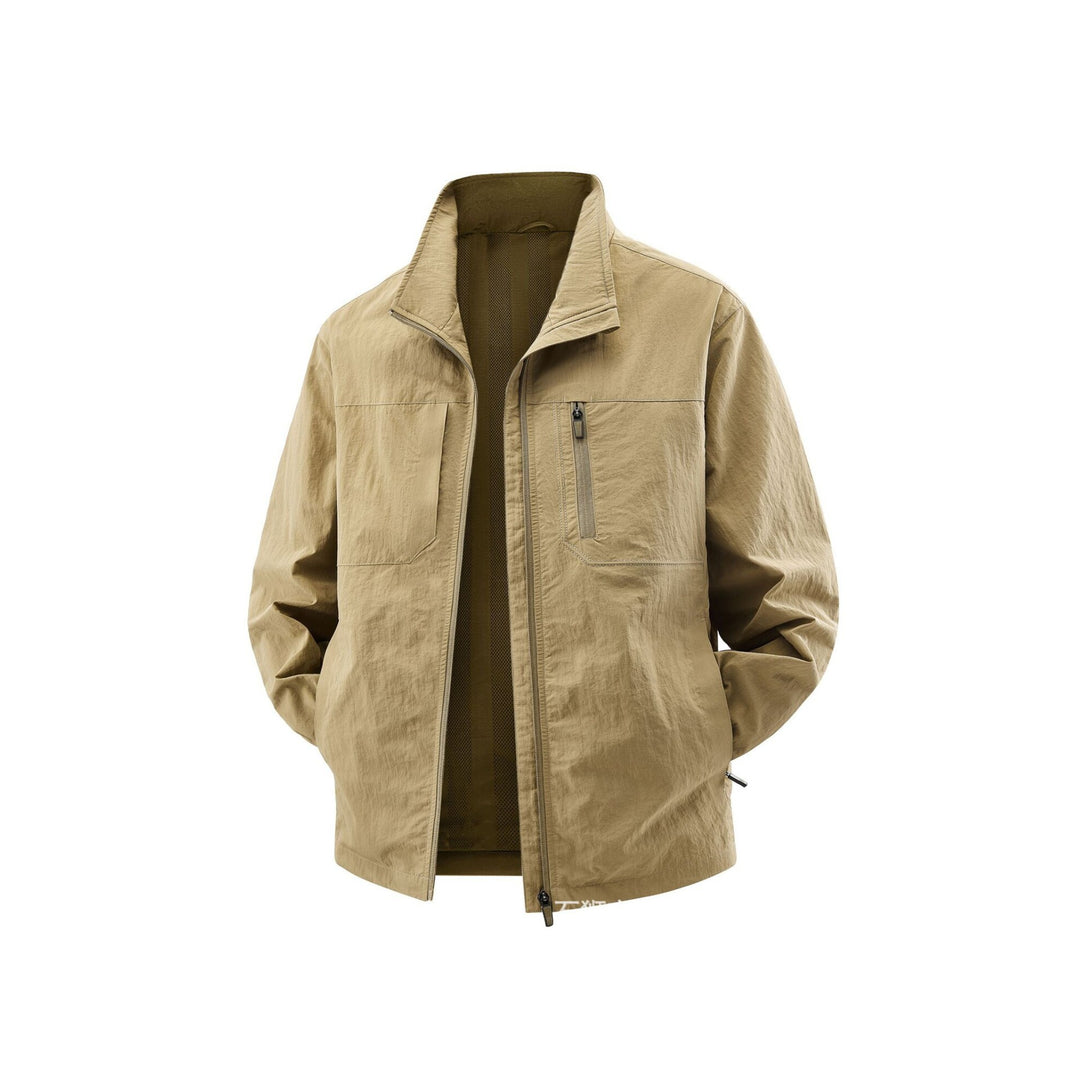 Men's Lightweight Field Utility Jacket with Mesh Lining, Stand-Up Collar and Zipper Pockets Mune Fashion