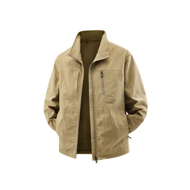 Men's Lightweight Field Utility Jacket with Mesh Lining, Stand-Up Collar and Zipper Pockets Mune Fashion