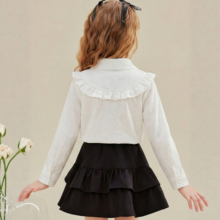 Girl's blouse with ruffled collar Mune Fashion