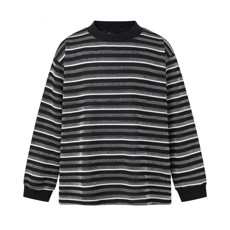Unisex fine knit sweater in boxy cut with round neck and maritime stripes Mune Fashion