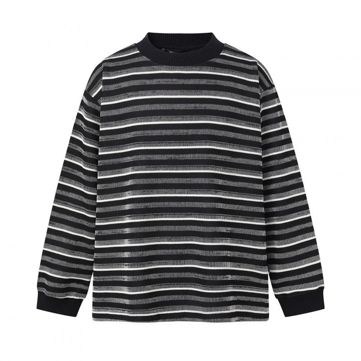 Unisex fine knit sweater in boxy cut with round neck and maritime stripes Mune Fashion