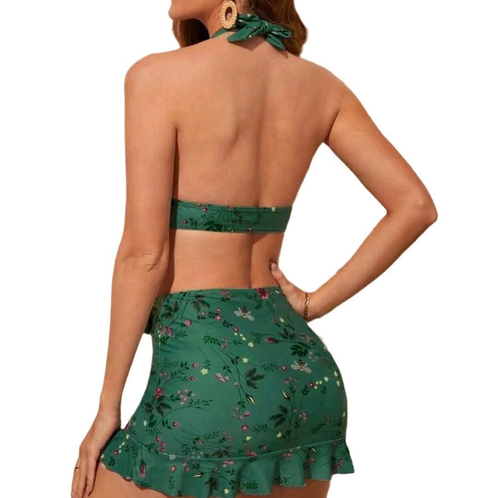 Women's Floral Print Bikini Set with Wrap Skirt Mune Fashion