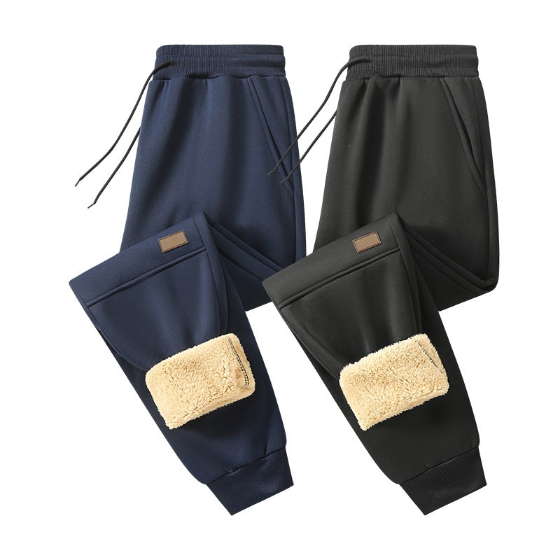 Men's Lined Teddy Fleece Jogging Pants with Elastic Drawstring Waist & Tapered Leg Mune Fashion