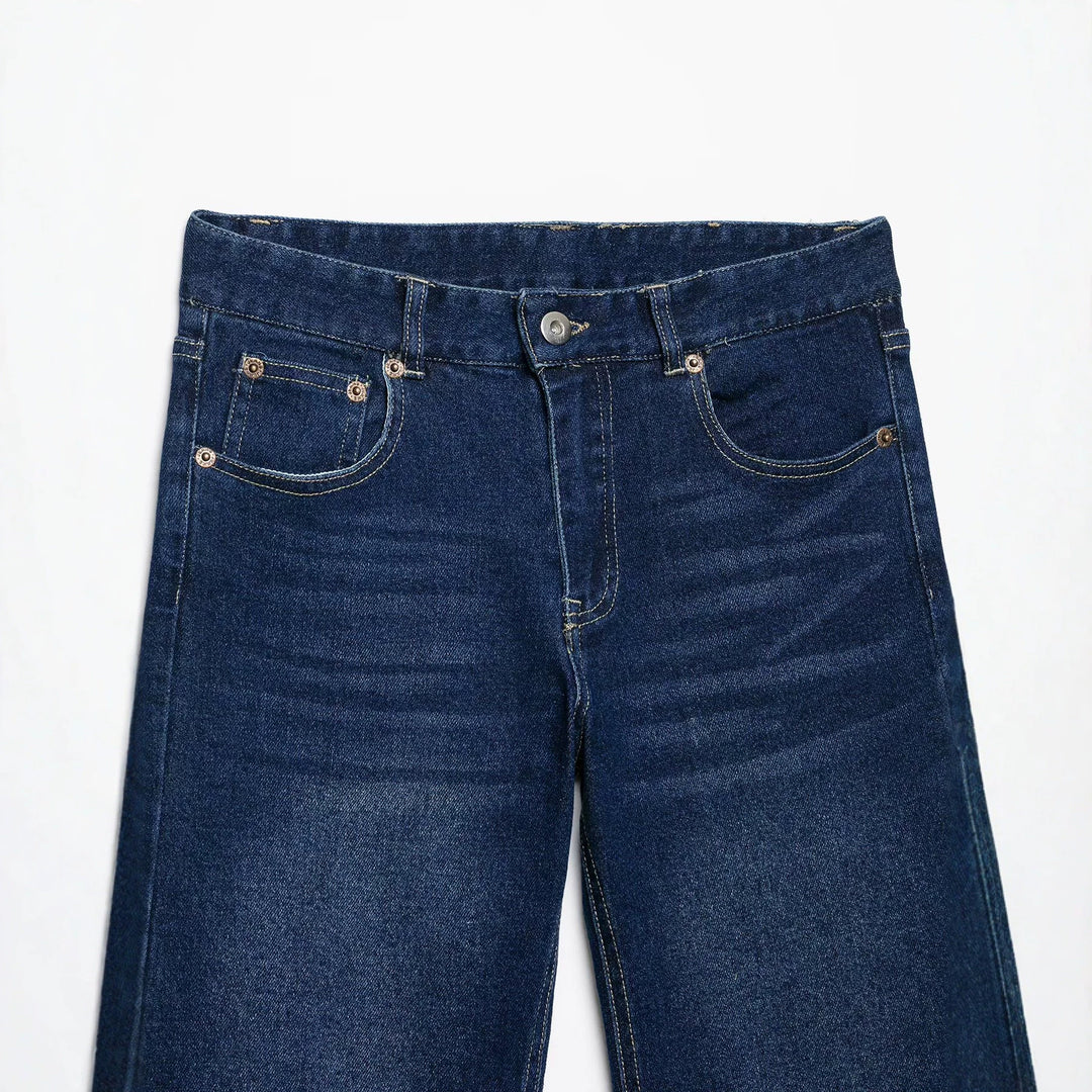 Ladies Wide Cropped Denim Culotte in 5-Pocket Design Mune Fashion