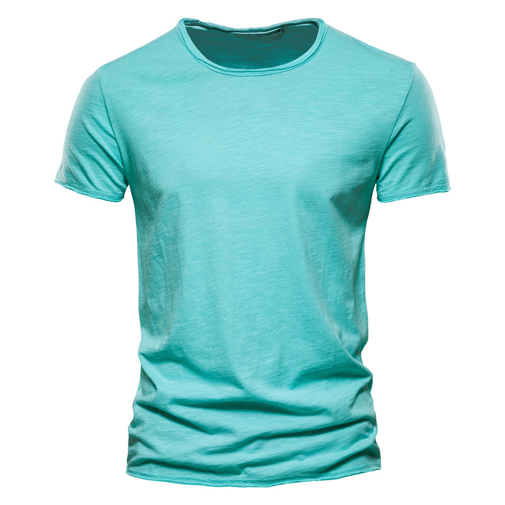 Men's light cotton jersey short-sleeve shirt with V-neck and slim fit Mune Fashion