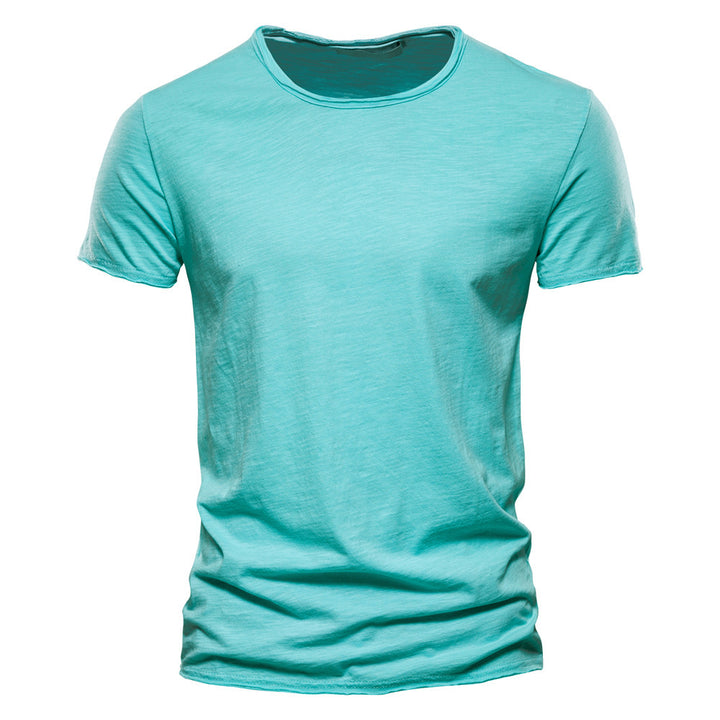 Men's light cotton jersey short-sleeve shirt with V-neck and slim fit Mune Fashion