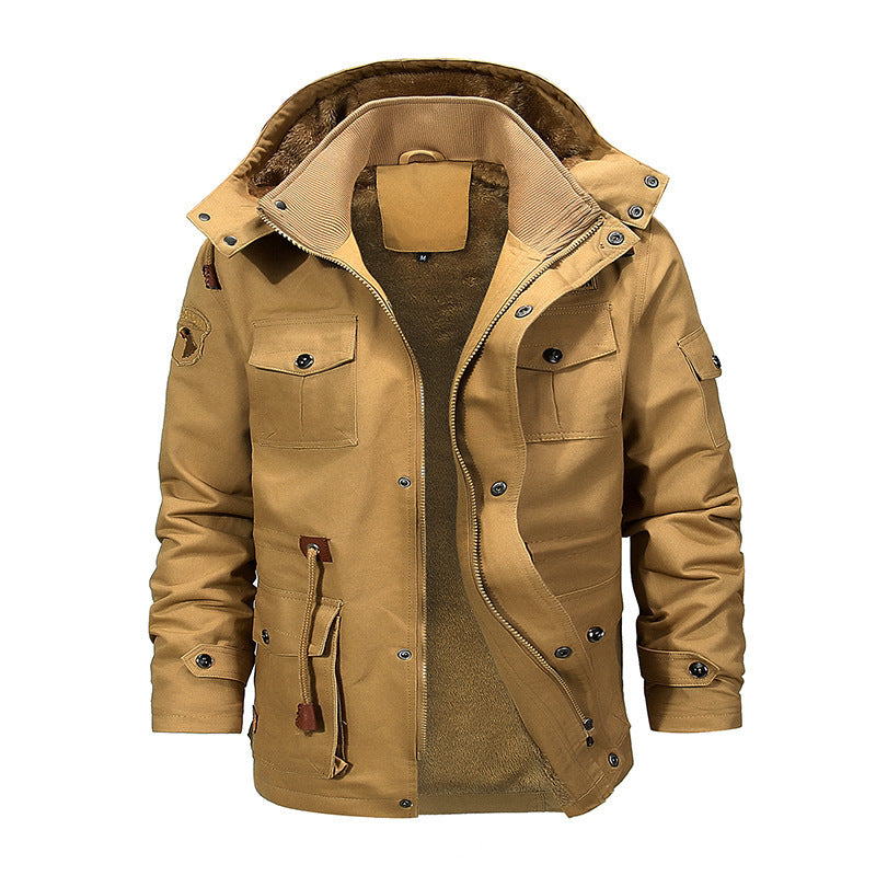 Men's Canvas Field Parka with removable teddy inner jacket, drawstring and multiple pockets Mune Fashion