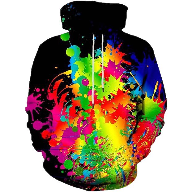 Women's Colorful Hoodie with Creative Splash Designs Mune Fashion