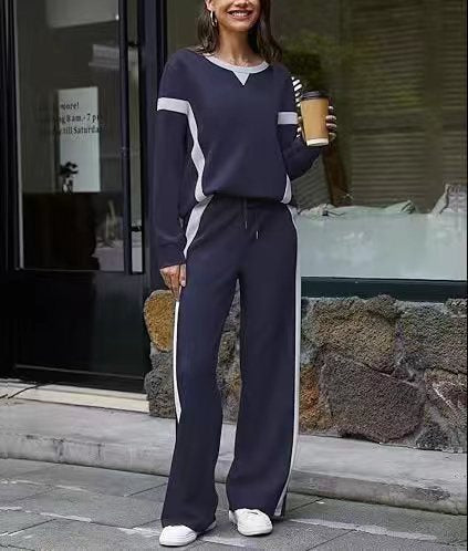 Women nan sports Lounge set with oversized sweatshirt, palazzo pants and side contrast stripes Mune Fashion