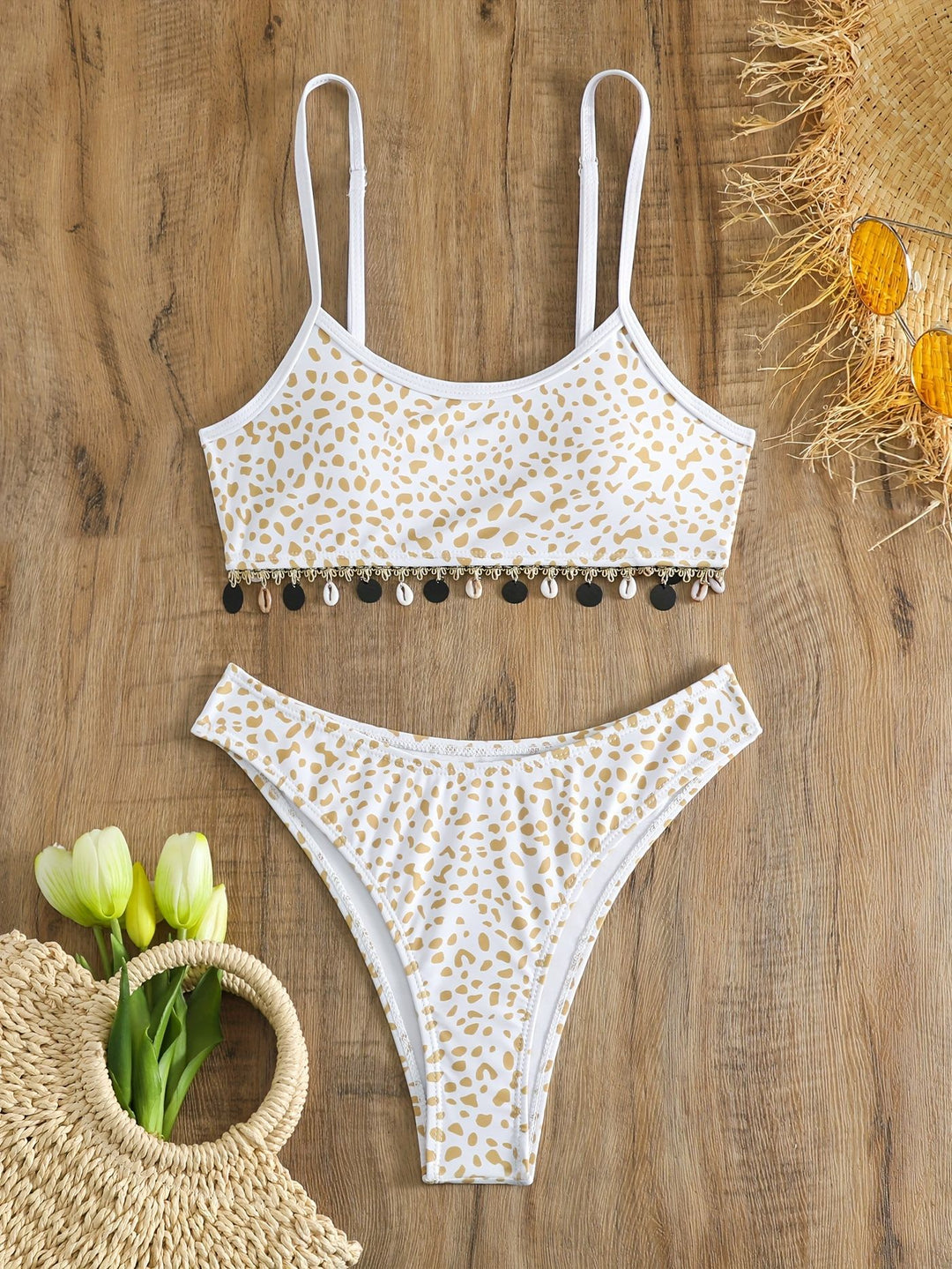 Women's bikini set with fashionable animal print and elegant embellishments Mune Fashion