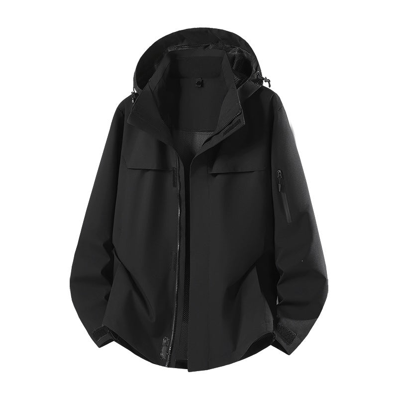 Men's Lightweight Water-Repellent Hooded Softshell Transitional Jacket with Mesh Lining & Utility Pockets Mune Fashion