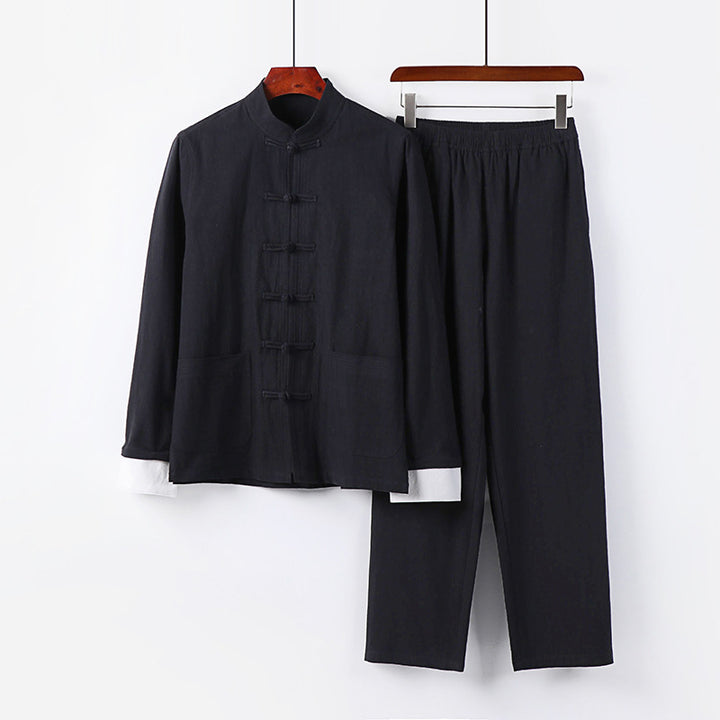 Men's Lightweight Tai Chi Set with Stand Collar and Knot Closures Mune Fashion