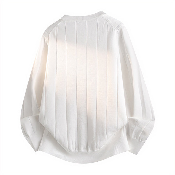 Unisex Oversized Structured Henley Knit Sweater with Vertical Rib Structure and Half Placket Mune Fashion