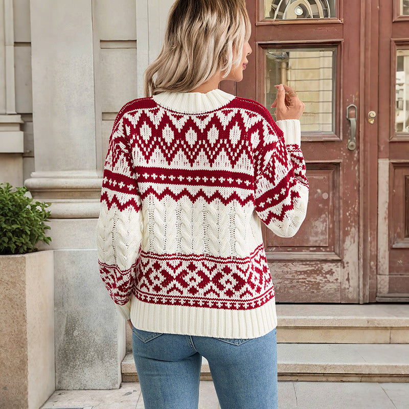 Women’s Norwegian knit sweater with cable pattern and Fair Isle jacquard Mune Fashion