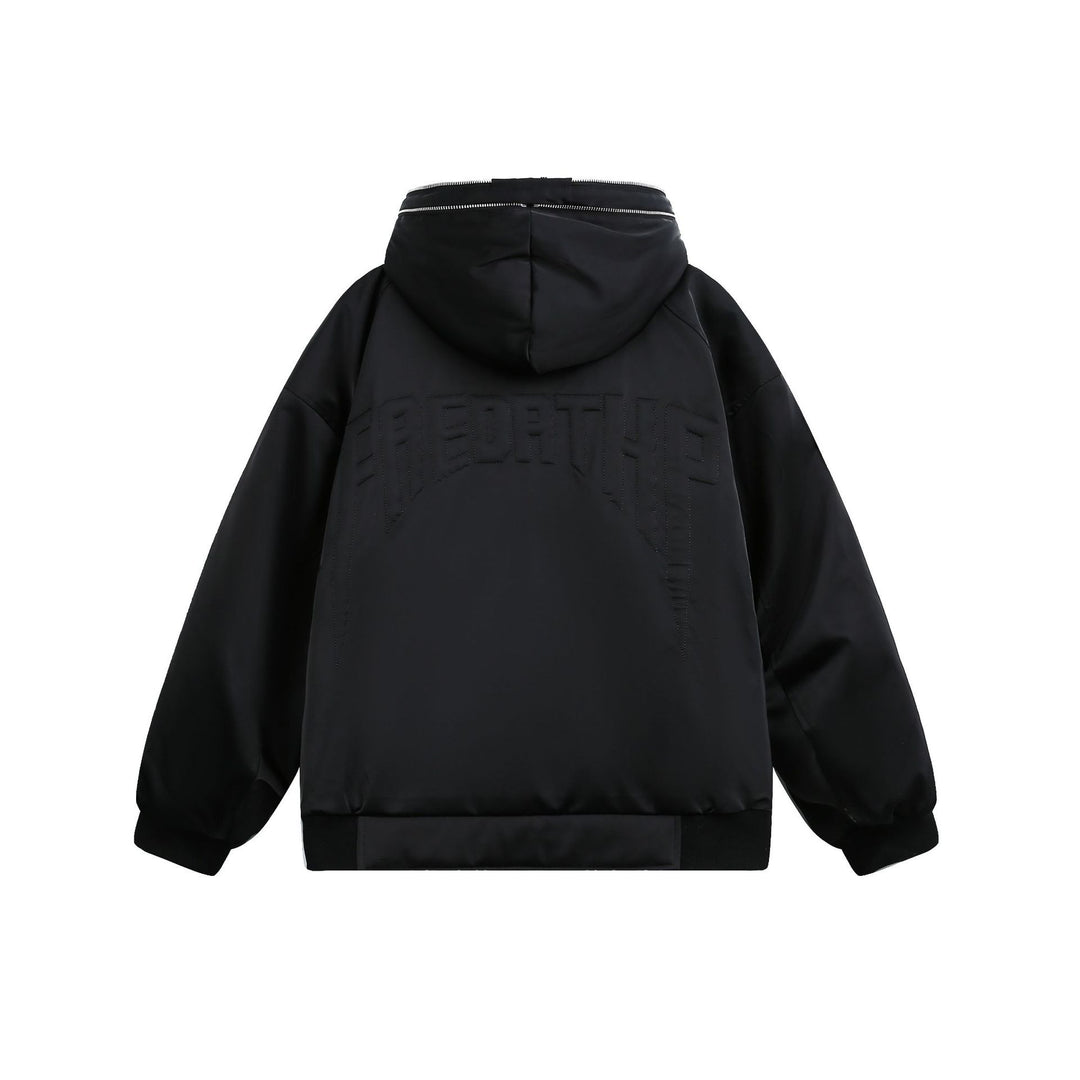 Men's Padded Oversized Bomber Jacket with Hood and Double Zipper Mune Fashion