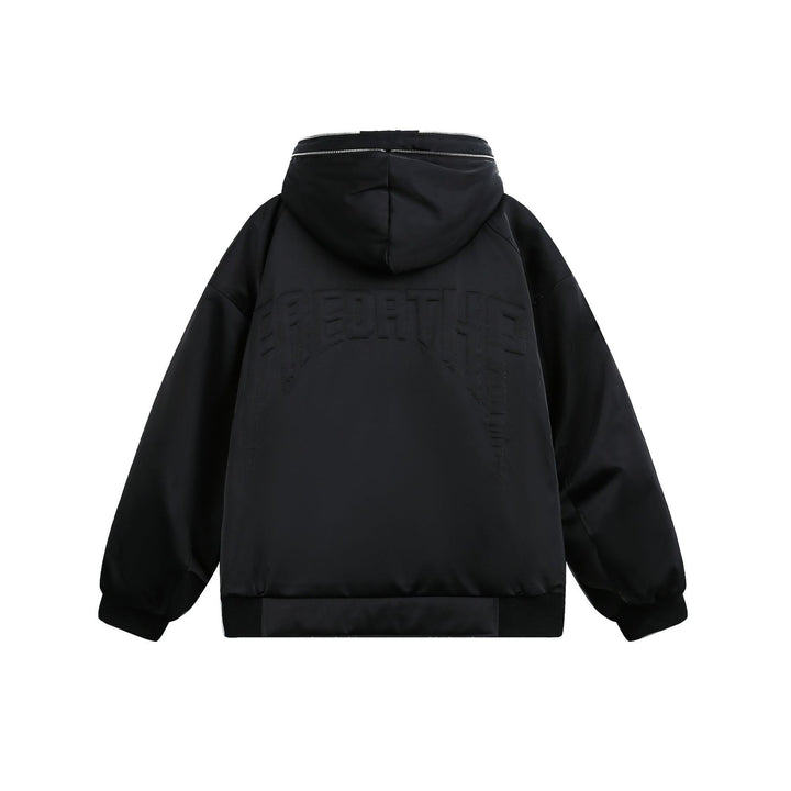 Men's Padded Oversized Bomber Jacket with Hood and Double Zipper Mune Fashion