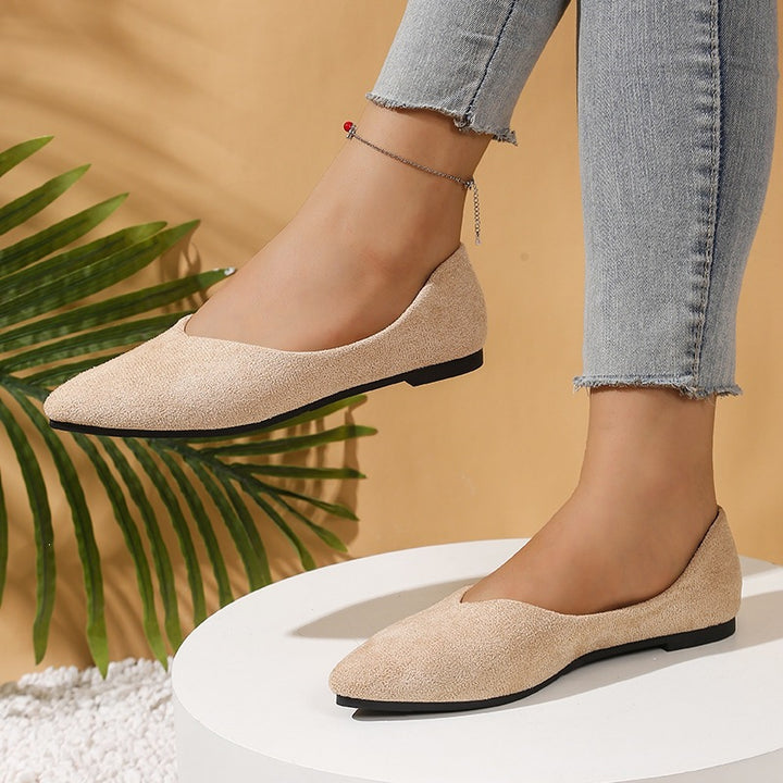 Women's pointed ballerina slippers in suede look with padded comfort insole Mune Fashion