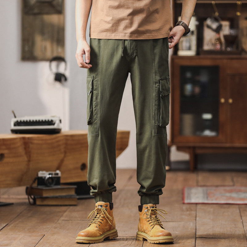 Men's Loose-Fit Cargo Jogging Pants with Elastic Waistband and Multiple Pockets Mune Fashion